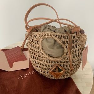 Aranaz Alegria Flower Raffia Bucket Bag